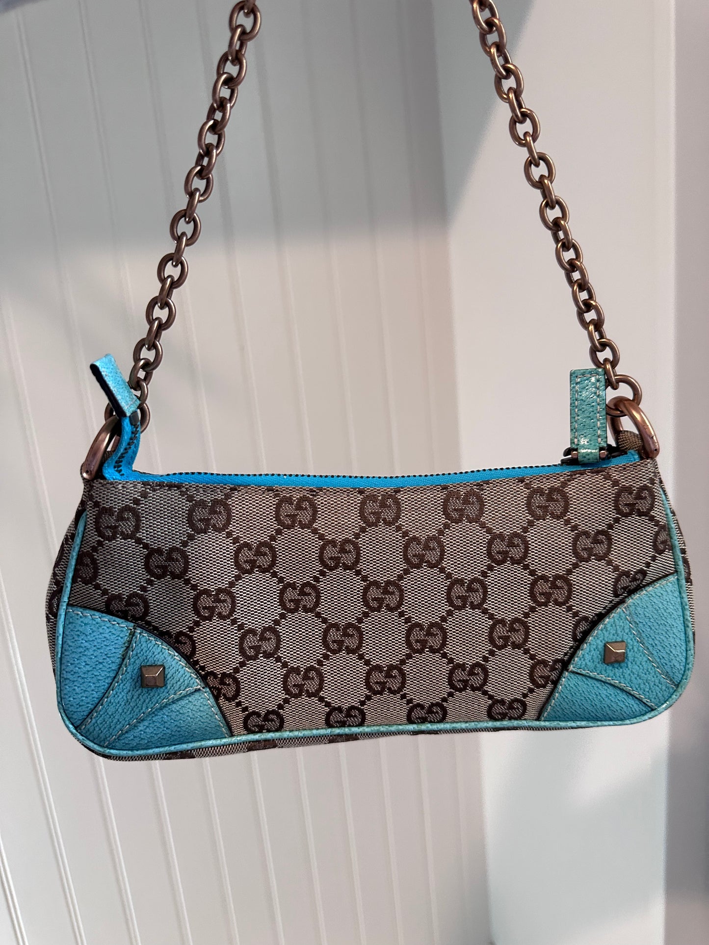 Gucci GG Canvas Leather Chain Hand Bag