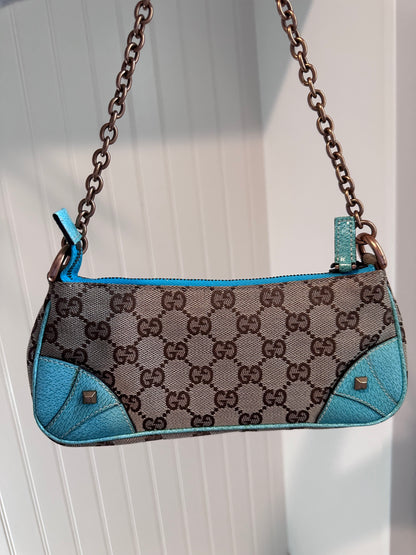Gucci GG Canvas Leather Chain Hand Bag