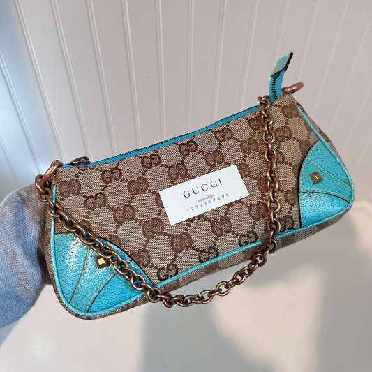 Gucci GG Canvas Leather Chain Hand Bag