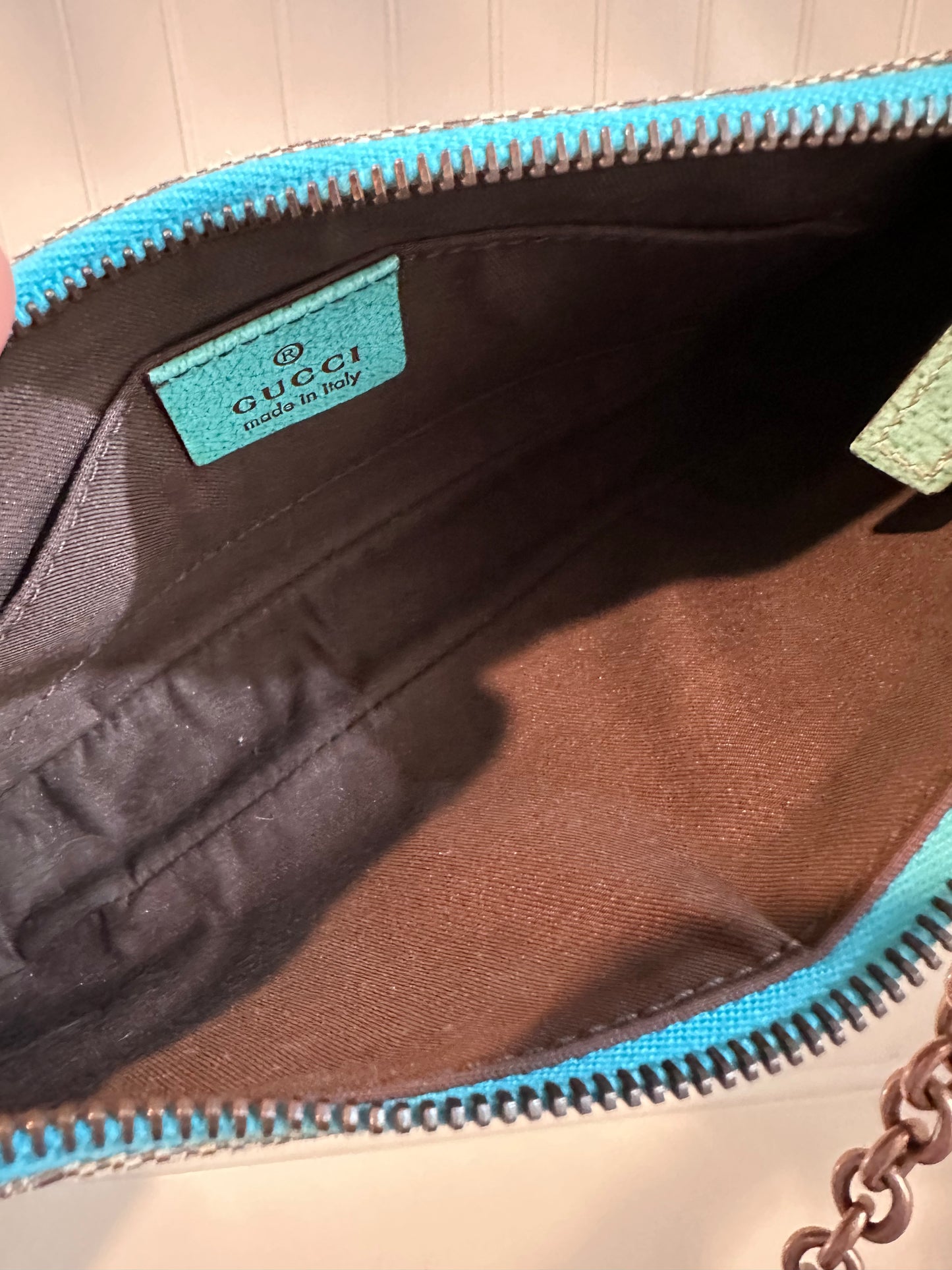 Gucci GG Canvas Leather Chain Hand Bag