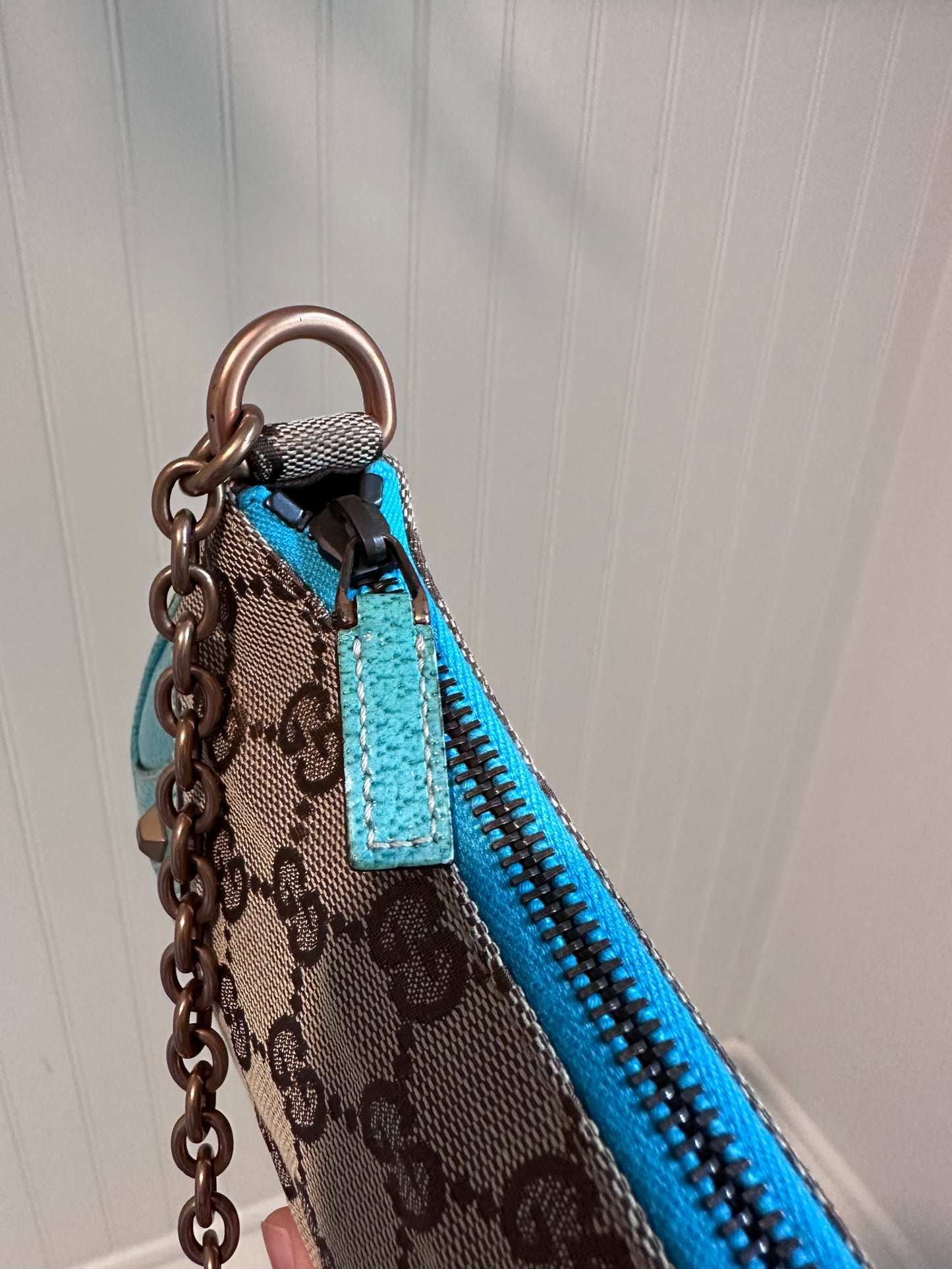 Gucci GG Canvas Leather Chain Hand Bag